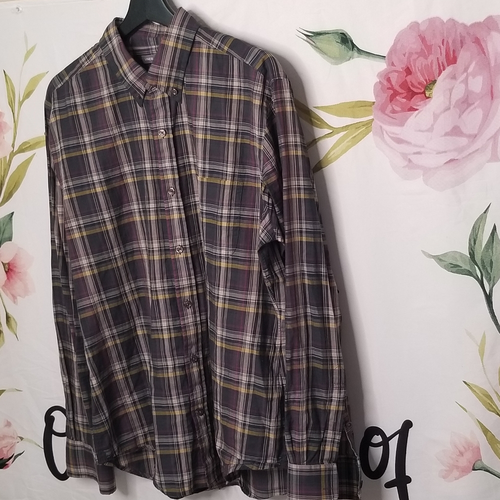 Vince plaid cotton button front shirt